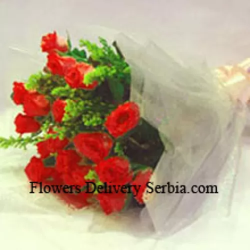 Bunch Of 11 Red Roses With Fillers